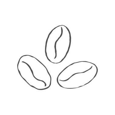 Kahve çekirdeği. Tema tasarımı ve dekorasyonu için Doodle biçimi ile vektör illüstrasyonu, basit biçim