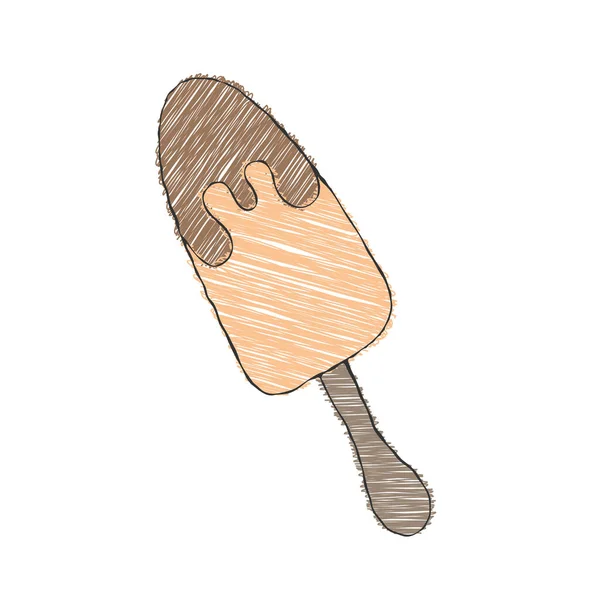 Glace Chocolat Illustration Vectorielle Couleur Dans Style Doodle Isolée Sur — Image vectorielle