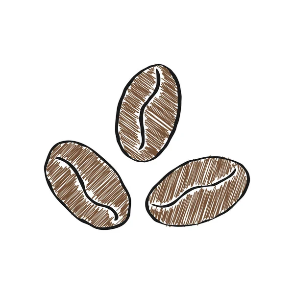 Des Grains Café Illustration Vectorielle Couleur Dans Style Doodle Pour — Image vectorielle