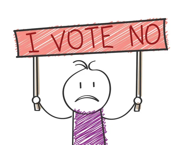Ein Karikaturist Hält Ein Schild Mit Der Aufschrift Votte Nein — Stockvektor