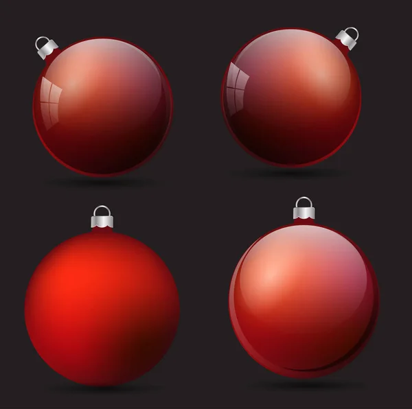 Aantal rode kerstballen geïsoleerd. — Stockvector