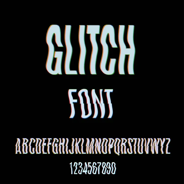 Glitch lettertype met ingang van de vervorming — Stockvector