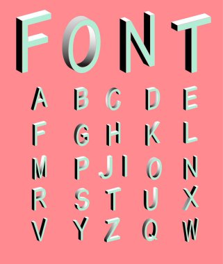 İzometrik görünümü harflerin vektör kümesi.