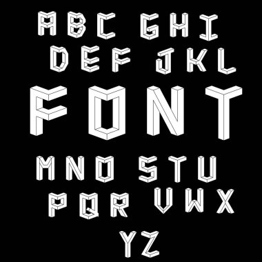 Vektör izometrik cubical alfabesi.