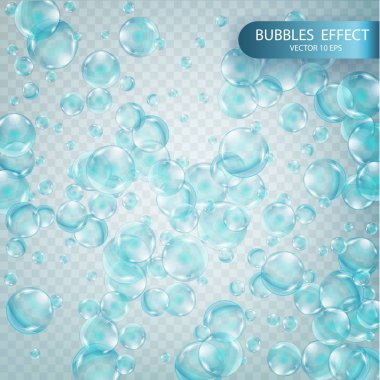 Saydam damalı arka plan üzerinde izole su kabarcıkları.