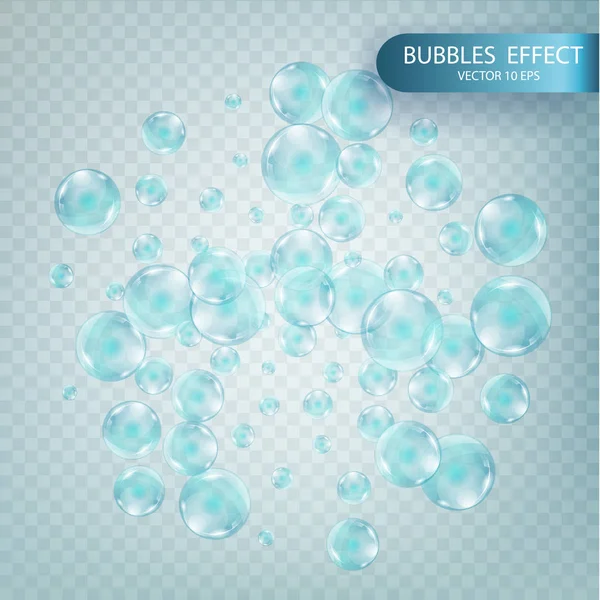 Vodní bubliny izolované na průhledném pozadí kostkované. — Stockový vektor