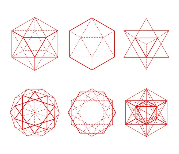 Conjunto de formas hexagonales. Formas cristalinas . — Vector de stock