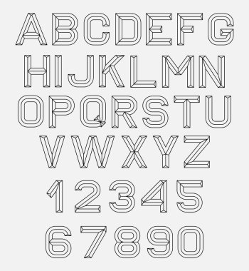 Retro alfabe yazı tipi.