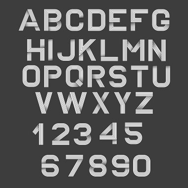 Retro alfabe yazı tipi.
