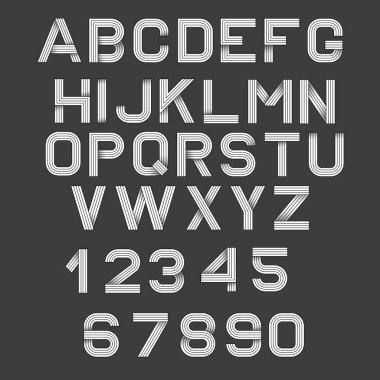Retro alfabe yazı tipi.