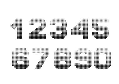 Harfler noktalı resim etkisi. Noktalı yazı tipi vektör çizim.