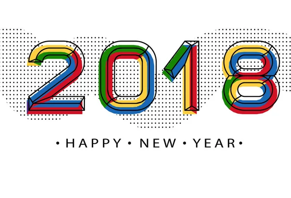 2018 mutlu yeni yıl. Memphis stil sayıları.