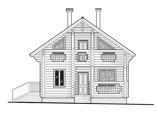 Архитектурный рисунок. Бревенчатый дом
