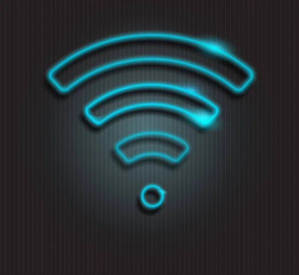 Señal de neón wi-fi. Icono wi-fi. Señal led, banner led . — Archivo Imágenes Vectoriales