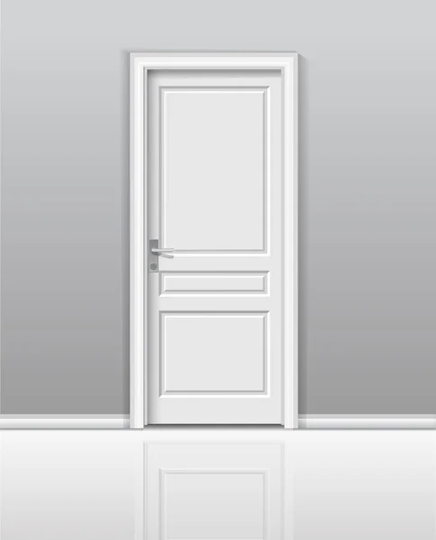Geschlossene weiße Tür in einem weißen Raum — Stockvektor