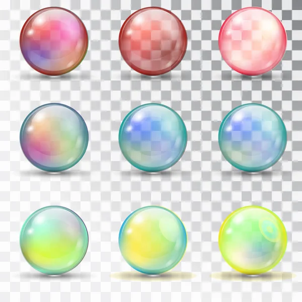 Bolas de colores transparentes con desbordamiento . — Vector de stock