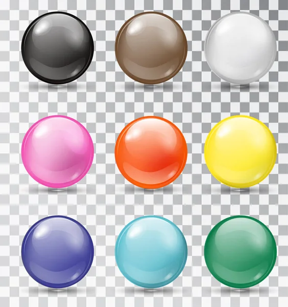 Set of glossy balls on a transparent background — Stock Vector
