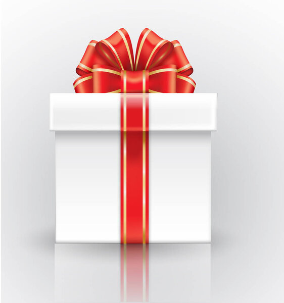 Большая красивая подарочная коробка с красным бантом
.