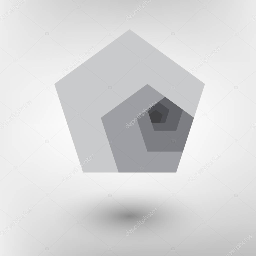 Minimalistic style design. Golden ratio. Futuristic design. Geometric shapes. Logo. Vector icon. Pentagons in golden proportion. Abstract vector background.