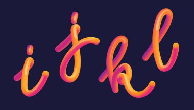 3D degrade yazı. Harfle ayarla yazı tipi