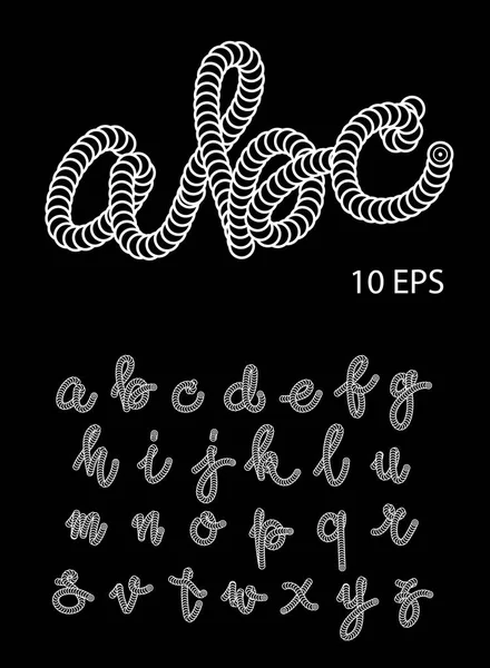 Minimalistische stijl 3d letters. Handgeschreven alfabet stijl moderne kalligrafie cursief lettertype. — Stockvector