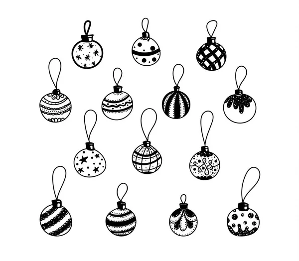 Kerstversiering met de hand getekend. Doodle set. — Stockvector