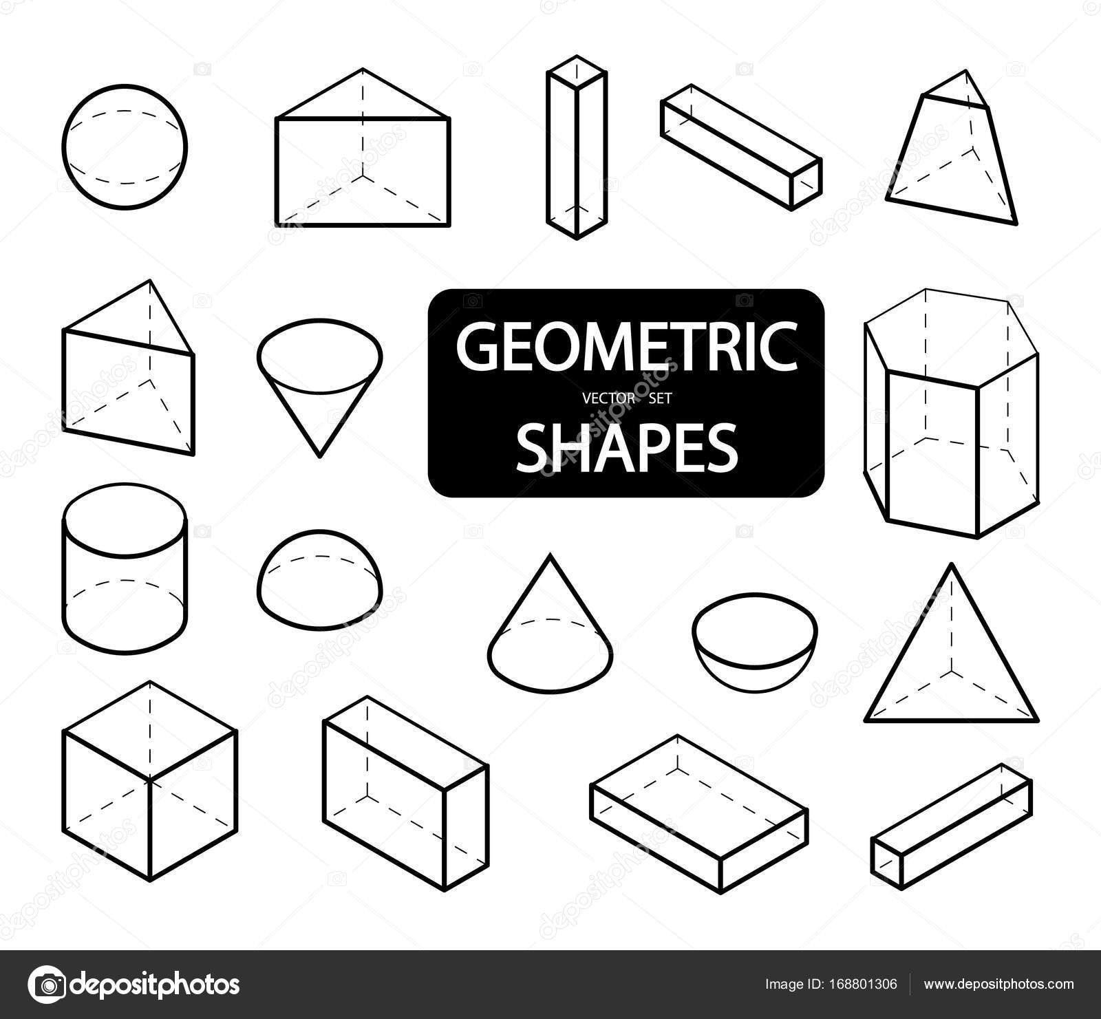 Set of geometric Isometric views. The science of geometry and math. Linear objects isolated on white background. Outline. Vector illustration Vector by ©Ann_Zasimova 168801306