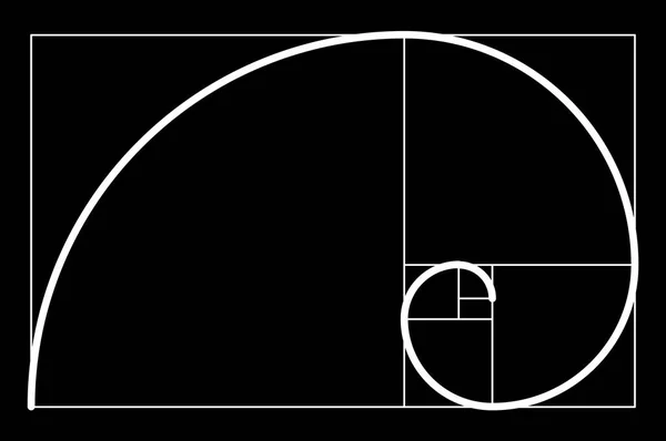 Golden ratio.template für die Konstruktion einer Helix. Konstruktion einer Komposition, ein ideales Verhältnis des Anteils. Vorlagendesign. skalierbare Vektordarstellung der Spirale mit goldenem Schnitt — Stockvektor