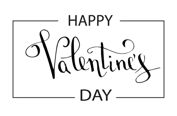 Dag van de Valentijnskaart hand getekend tekst kalligrafie voor wenskaart met zwarte kalligrafische vector lettertype op witte achtergrond. Happy Valentijnsdag 14 februari. Kalligrafie belettering — Stockvector