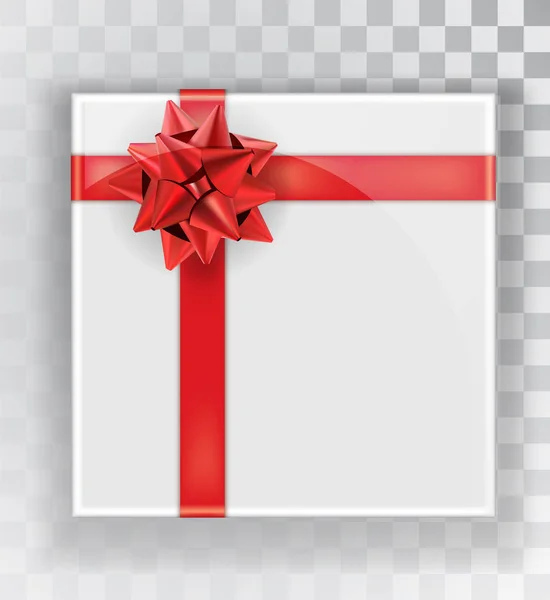Presentbox. Vit jul gåva lådor isolerad på en transparent bakgrund. Gröna rutan med en färgglad eleganta båge. Realistiska vektorobjekt som isolerade — Stock vektor