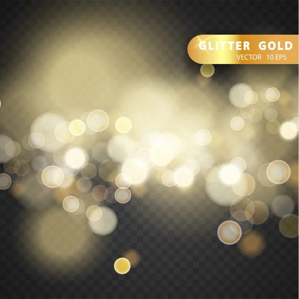 Kerstversiering op een transparante achtergrond. Lichteffect. licht effect vector premie achtergrond wazig. Luxe sparkles intreepupil glitter met sprankelende gouden gloeiende textuur en bokeh gloed — Stockvector