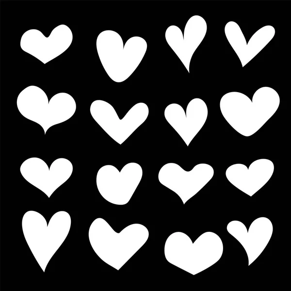 Ręcznie rysowane serce ustawić na białym tle. Elementy projektu na Walentynki. Kolekcja doodle szkic serca ręcznie rysowane tuszem. Ilustracja 10 wektorowa Eps — Wektor stockowy