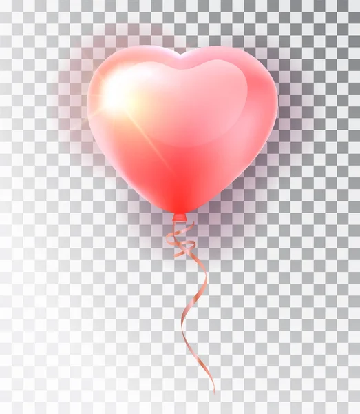 Conjunto de corazón rosa globo. Símbolo del amor. Un regalo. Día de San Valentín. Vector realista 3d objeto. Objeto vectorial aislado sobre un fondo transparente — Archivo Imágenes Vectoriales