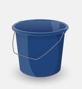 Beyaz bir arka plan üzerinde izole mavi kova. Beyaz arka plan üzerinde izole gerçekçi vektör nesnesi. 10 eps vektör