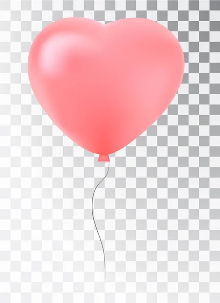 Balão como um coração cor-de-rosa. Símbolo de amor. Um presente. Dia dos Namorados syatogo. Objeto 3de realista vetorial. Objeto isolado sobre fundo transparente —  Vetores de Stock