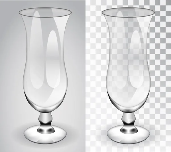 Una copa de cóctel. Objeto aislado de vidrio transparente sobre un fondo transparente y gris — Vector de stock