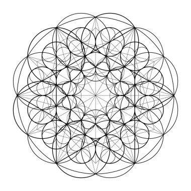 Çevrelerinden süsleme. Geometrik model öğeleri tekrarı tabanlı. Kutsal geometri. Mandala için şablon. Vektör desen