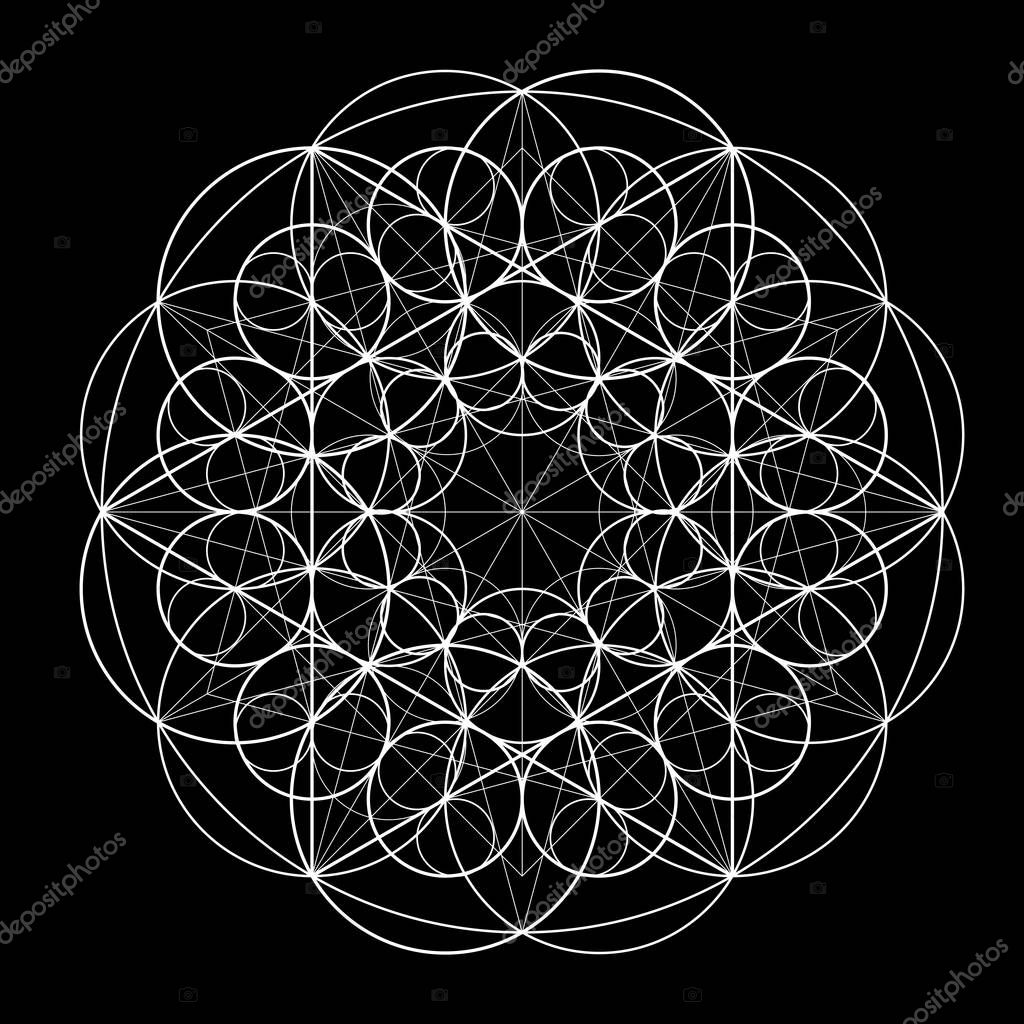 Ornament From Circles On Black Background Geometric Pattern Based On