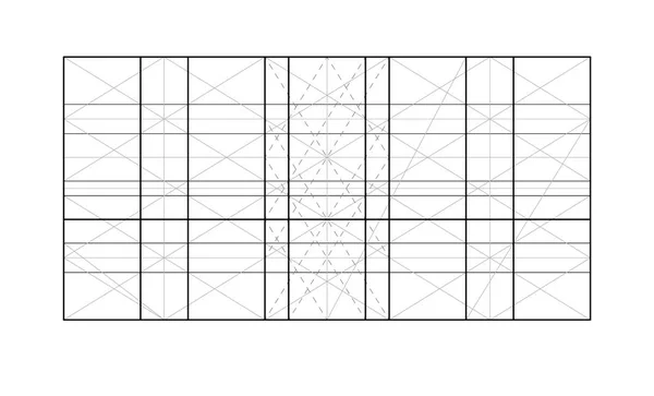 Modulor 르 코르뷔지입니다. 표지 템플릿입니다. 조화로 운 건축과 역학에 보편적으로 적용 가능한 인간의 규모를 측정 합니다. 확장 가능한 벡터 일러스트 레이 션 — 스톡 벡터