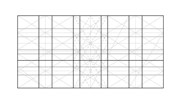 Modulor le Corbusier. Täcka mall. Harmonisk åtgärd till den mänskliga skalan allmängiltiga till arkitektur och mekanik. Scalable vektorillustration — Stock vektor