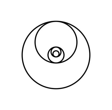 Minimalist tarz tasarımı. Altın oran. Geometrik şekiller. Altın oranda daireler. Fütürist tasarım. Logo. Vektör simgesi. Soyut vektör arkaplanı
