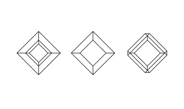 Diamant. Vector set edelstenen streep. Crystal vormen. Geometrische vormen van edelstenen. Sieraden overzicht contour. Meetkunde cijfers. Diamond designelementen — Stockvector
