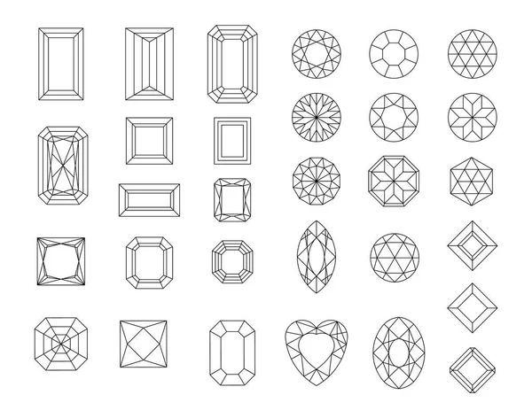 Conjunto vectorial de elementos de diseño de diamante - muestras de corte . — Archivo Imágenes Vectoriales