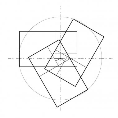 Minimalist tarz tasarımı. Altın oran. Geometrik şekiller. Altın oranda daireler. Fütürist tasarım. Logo. Vektör simgesi. Soyut vektör arkaplanı