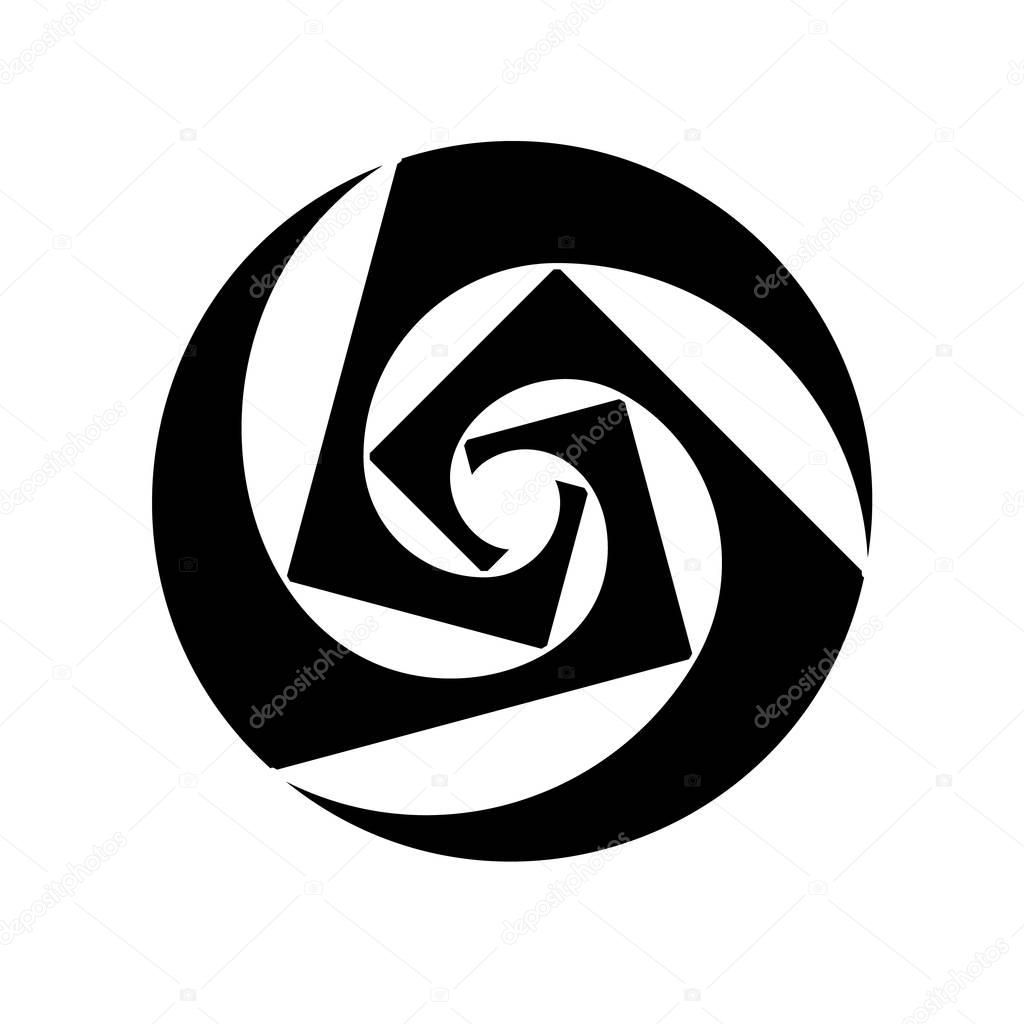 Minimalistic style design. Golden ratio. Geometric shapes. Circles in golden proportion. Futuristic design. Logo. Vector icon. Abstract vector background.