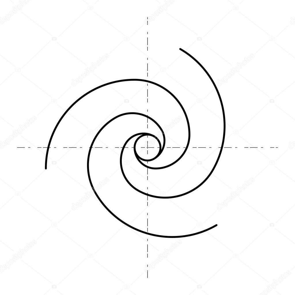 Minimalistic style design. Golden ratio. Geometric shapes. Circles in golden proportion. Futuristic design. Logo. Vector icon. Abstract vector background