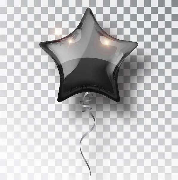 Estrela balão preto sobre fundo transparente. Festa balões decoração do projeto do evento. Balões de ar isolado. Mockup para impressão de balão. A guardar decorações de Natal. Vetor objeto isolado —  Vetores de Stock