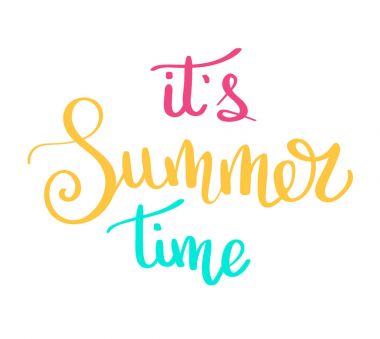 Yaz letterings çizilen fırça çok renkli letterings ver. Yaz tipografi - Merhaba yaz. El yazısı yazıt vektör