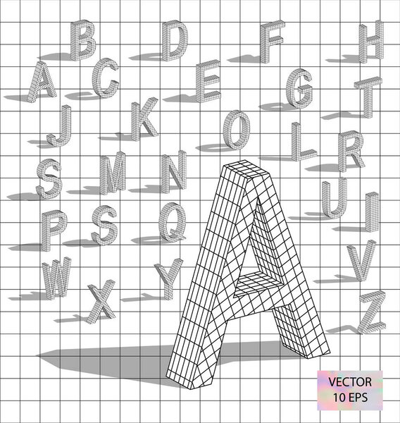 Isometric letters with falling shadow.