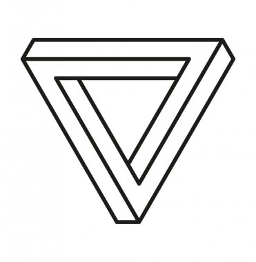 İmkansız şekiller. Optik yanılsama. Vektör çizim üzerinde beyaz izole. Kutsal geometri. Beyaz bir arka plan üzerinde siyah çizgiler